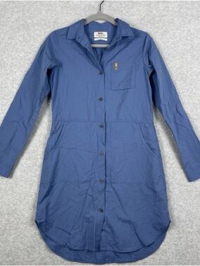 Fjallraven Blue Button-Front Long Shirt Dress